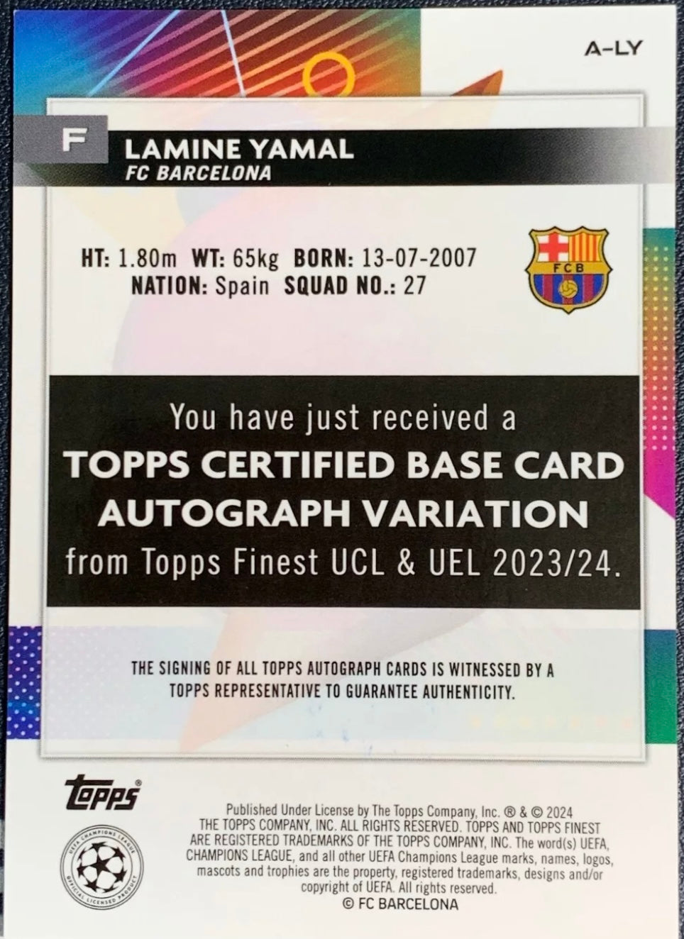 Lamine Yamal Rookie Autograph