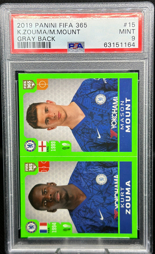 2019 Panini Fifa 365 Kurt Zouma / Mason Mount Gray Back PSA Mint 9